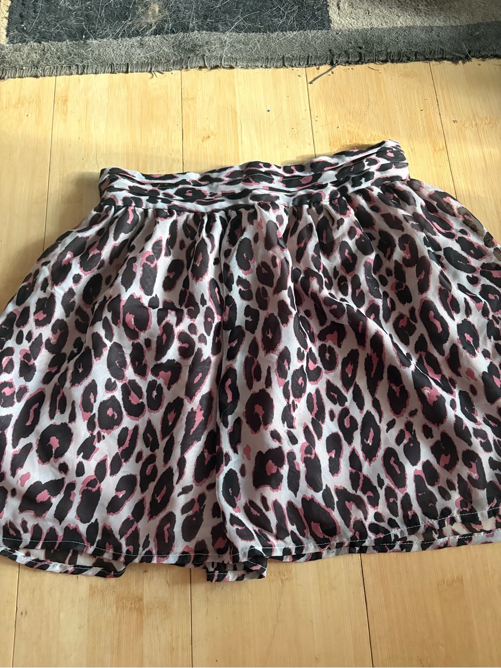 Charlotte Russe Pink and Black Leopard Print Skater Skirt